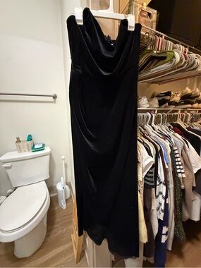 Altar’d State Black Velvet Strapless Dress
